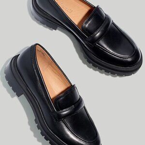Madewell The Bradley Lugsole Loafer Black Leather EUC Size 8.5